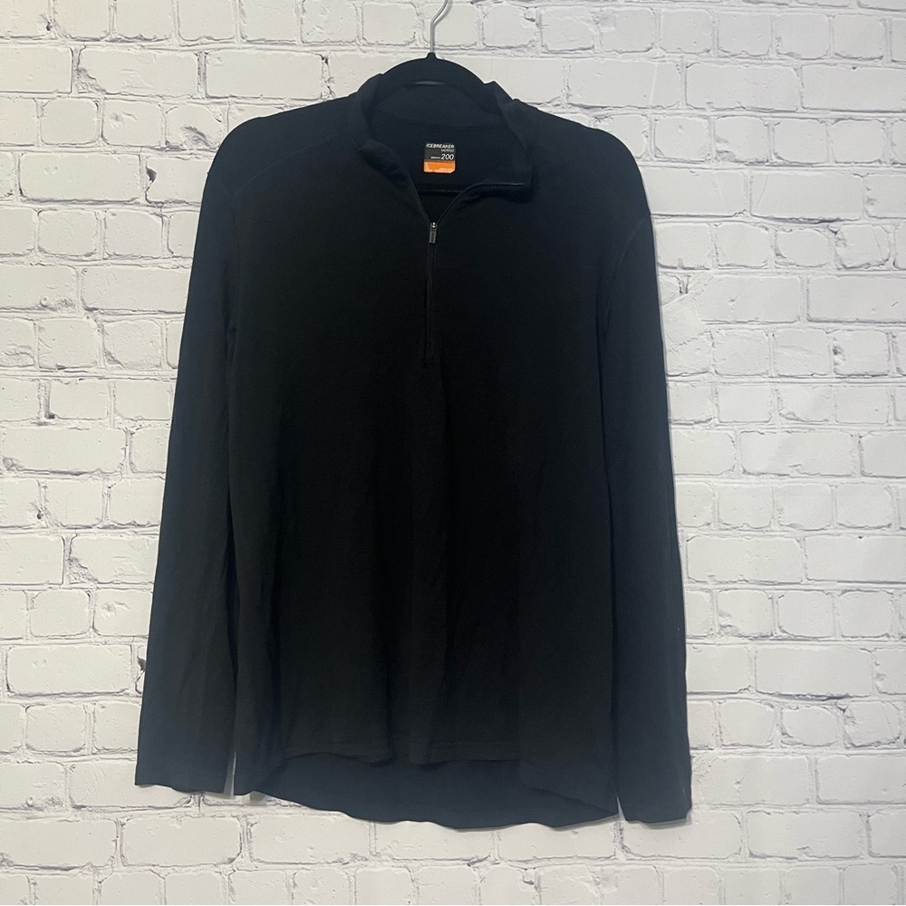 Icebreaker Bodyfit 200 Quarter Zip Merino Wool Men's Black Sweater Size Large